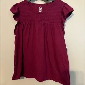 NWT Wonder Nation Flutter Sleeve with Ruched Top in Maroon size XXL 18